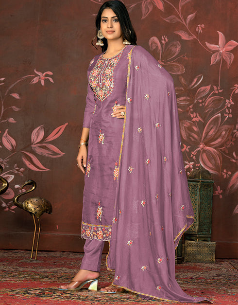 glamorous purple organza designer party wear salwar suit with purple santoon 13630-acy3890 Back View